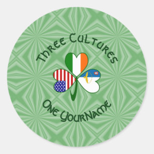 Azoriska irländska amerikanska flaggor Shamrock Pe Runt Klistermärke