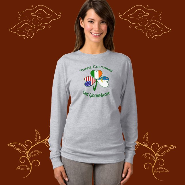 Azoriska Irländska Amerikanska Flaggor Shamrock Pe T Shirt (Skapare uppladdad)