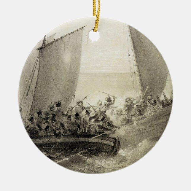 Azov Cossacks som stiger ombord en Julgransprydnad Keramik (Framsidan)