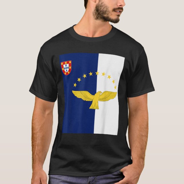Azres Acores Flagga T Shirt (Framsida)
