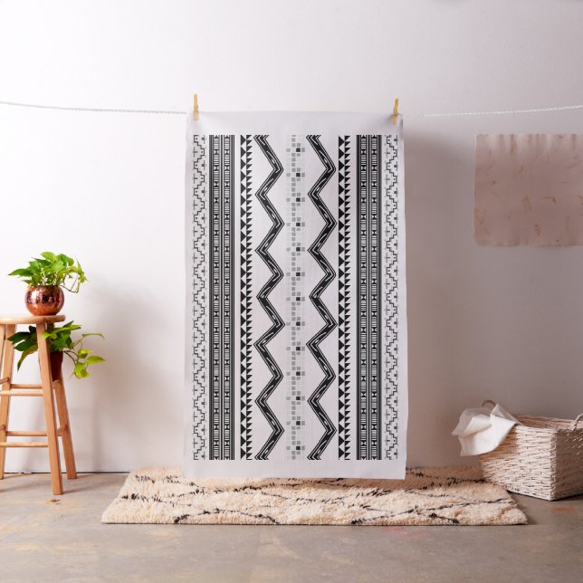 Aztec Abstrakt Triangle Black any Färg Geometric Tyg (In Situ)