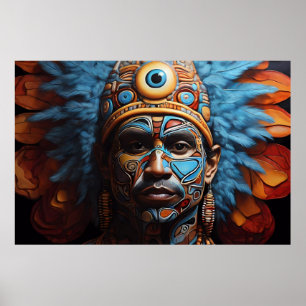 Aztec Abstrakt Vibrant Tribal Fusion Art Poster