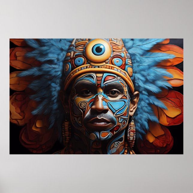 Aztec Abstrakt Vibrant Tribal Fusion Art Poster (Framsidan)