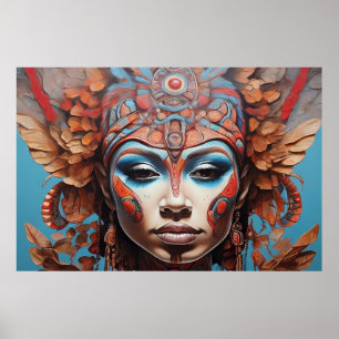 Aztec Abstrakt Vibrant Tribal Fusion Art Poster