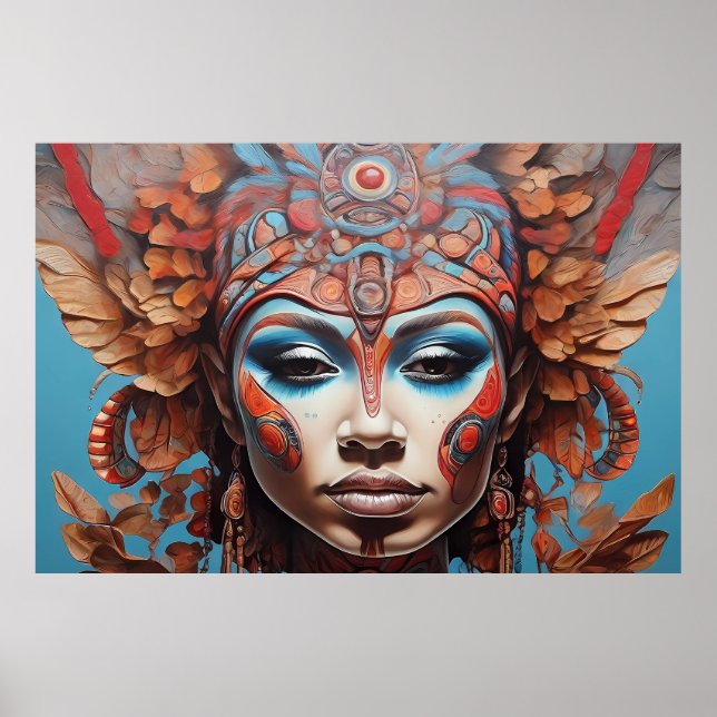 Aztec Abstrakt Vibrant Tribal Fusion Art Poster (Framsidan)