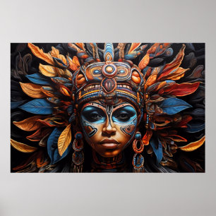 Aztec Abstrakt Vibrant Tribal Fusion Art Poster