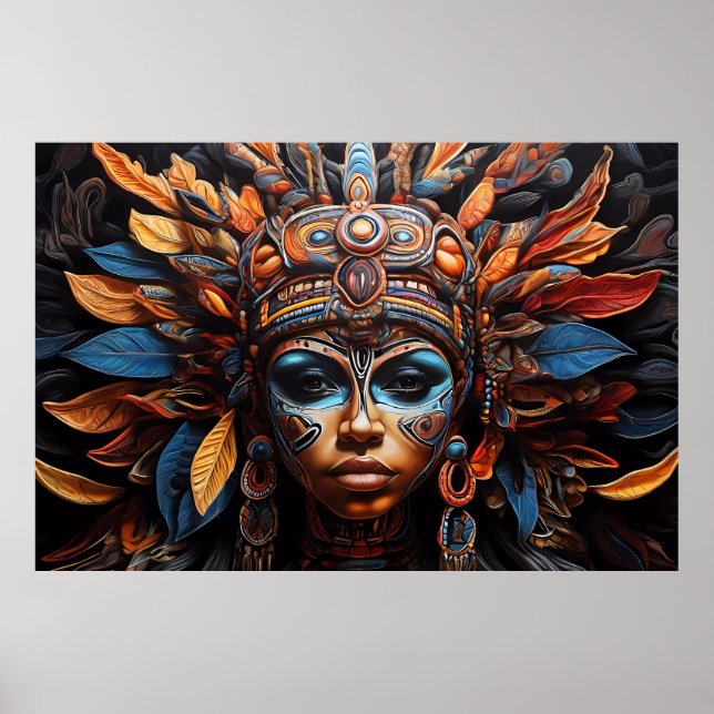 Aztec Abstrakt Vibrant Tribal Fusion Art Poster (Framsidan)