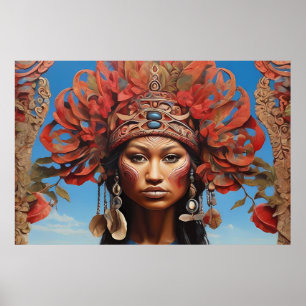 Aztec Abstrakt Vibrant Tribal Fusion Art Poster