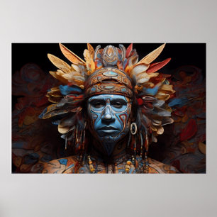 Aztec Abstrakt Vibrant Tribal Fusion Art Poster