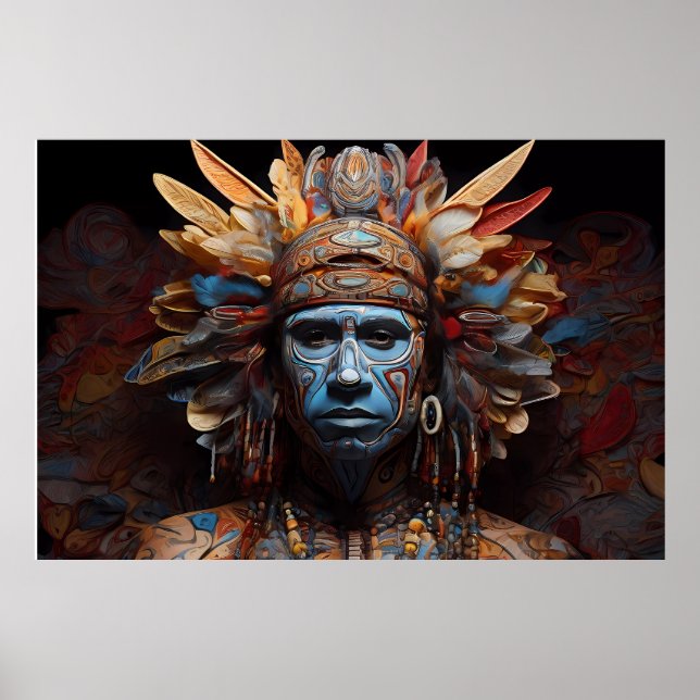 Aztec Abstrakt Vibrant Tribal Fusion Art Poster (Framsidan)
