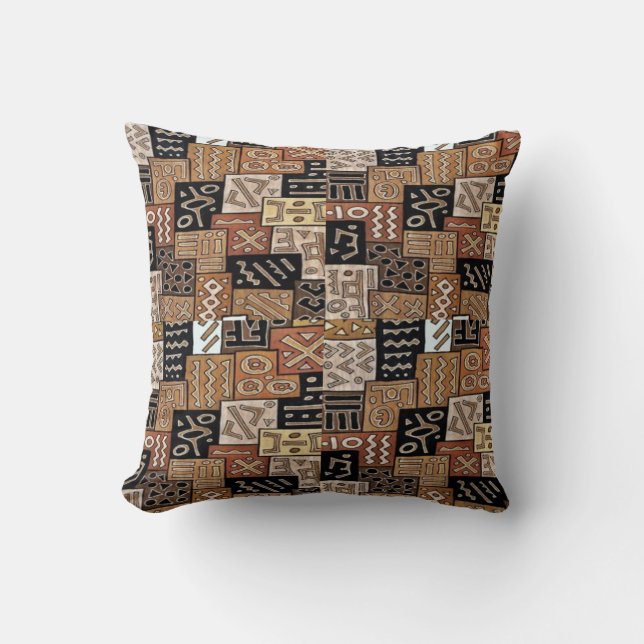 Aztec African Patchwork Mönster Dekorativ kudde (Framsida)
