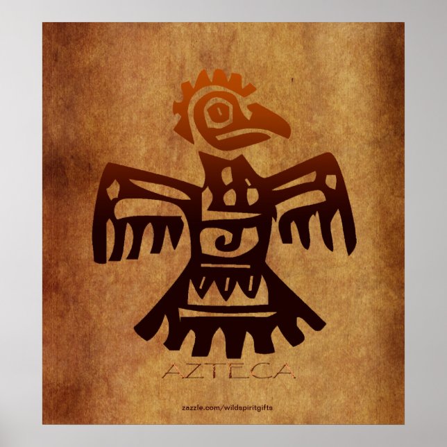 AZTEC ~ Amaranth Mexican Bird Spirit Art Poster (Framsidan)