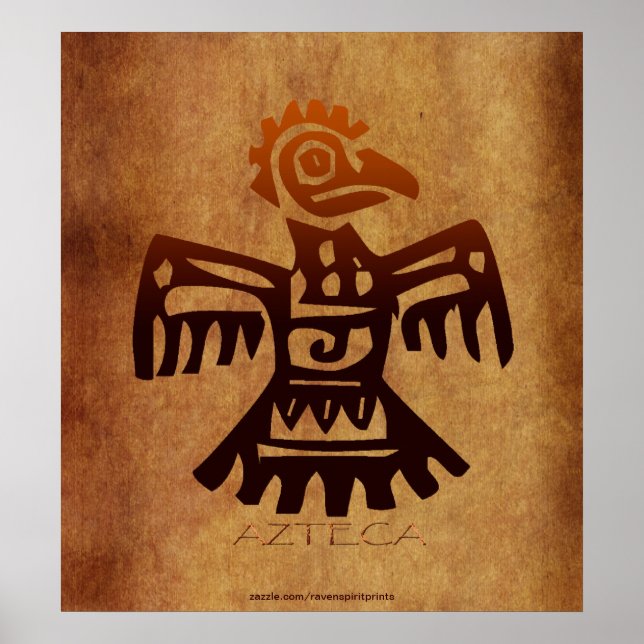 AZTEC ~ Amaranth Mexican Bird Spirit Art Poster (Framsidan)