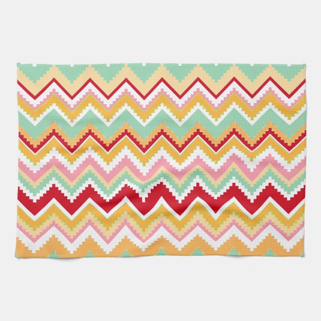 Aztec Andes Tribal Mountains Chevron Fiesta Zigag Kökshandduk (Horisontell)
