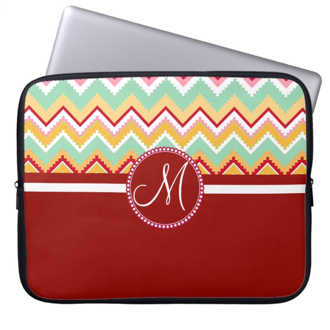 Aztec Andes Tribal Mountains Chevron Fiesta ZigZag Laptop Sleeve (Framsidan)