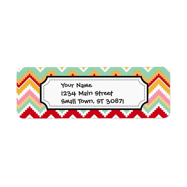 Aztec Andes Tribal Mountains Chevron Fiesta ZigZag Returadress Etikett (Framsidan)