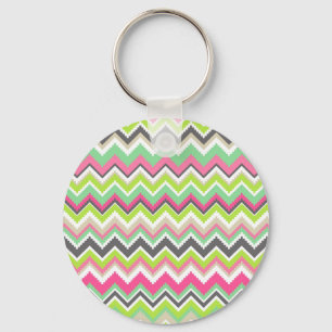 Aztec Andes Tribal Mountains Chevron Zig Zags Nyckelring