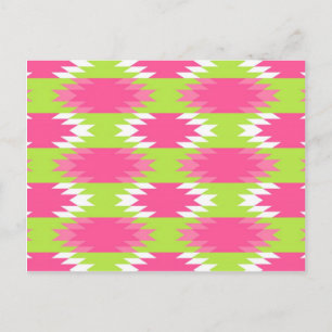 Aztec Andes Tribal Shock rosa Lime Green Mönster Vykort