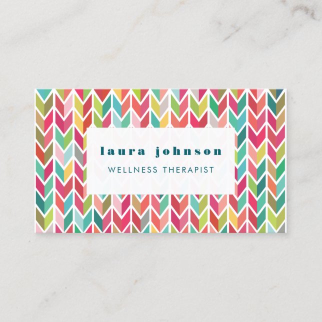 Aztec Arrows Mönster Masseuse Hälsa Therapy Visitkort (Framsida)