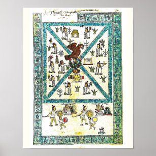 Aztec Art Codex Mendoza Cover-kopia, Mitten-åldern Poster