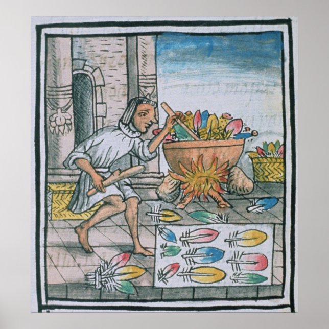 Aztec artisans färgningsfjädrar poster (Framsidan)