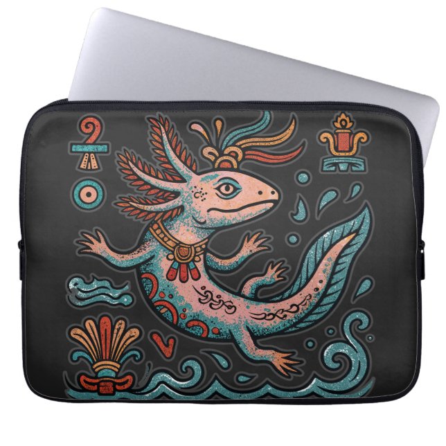 Aztec Axolotl Xolotl eroderad stentribal boho kons Laptop Fodral (Framsidan)