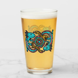 Aztec Axolotl Xolotl gudar kamp rosa blå vintage Glaskopp