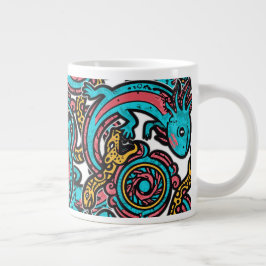 Aztec Axolotl Xolotl gudar kamp rosa blå vintage Jumbo Mugg