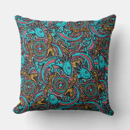 Aztec Axolotl Xolotl Tribal Mönster mytologi boho Kudde