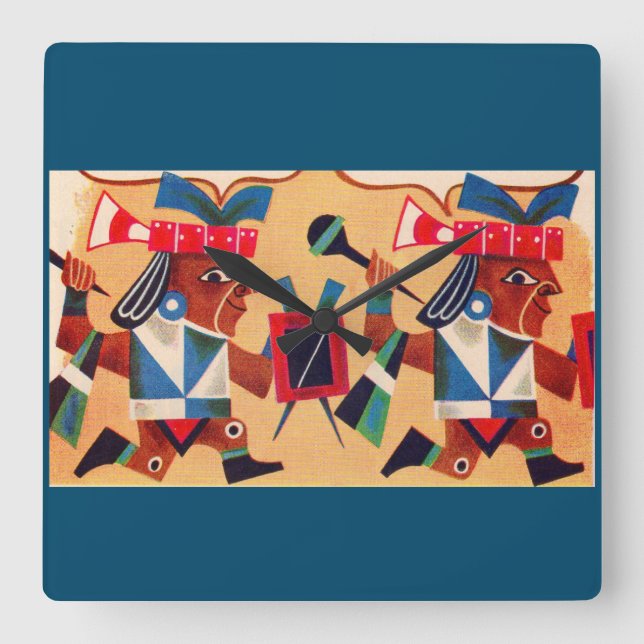 Aztec Aztecs Fyrkantig Klocka (Framsida)