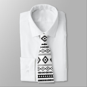 Aztec Black on White Mixed Motifs Repeat Mönster Slips