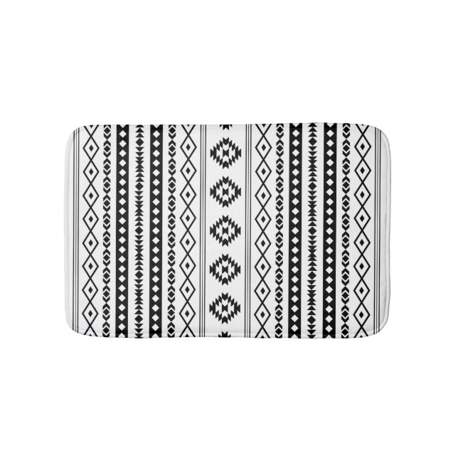 Aztec Black on White Mixed Motifs (V) Mönster Badrumsmatta (Framsidan)