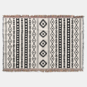 Aztec Black på Cream Mixed Motifs (V) Mönster Filt