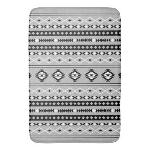 Aztec Black White Grått Mixed Motifs Mönster Badrumsmatta