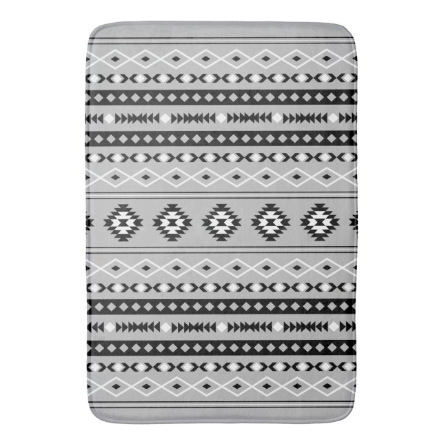 Aztec Black White Grått Mixed Motifs Mönster Badrumsmatta (Framsidan (Vertikal))