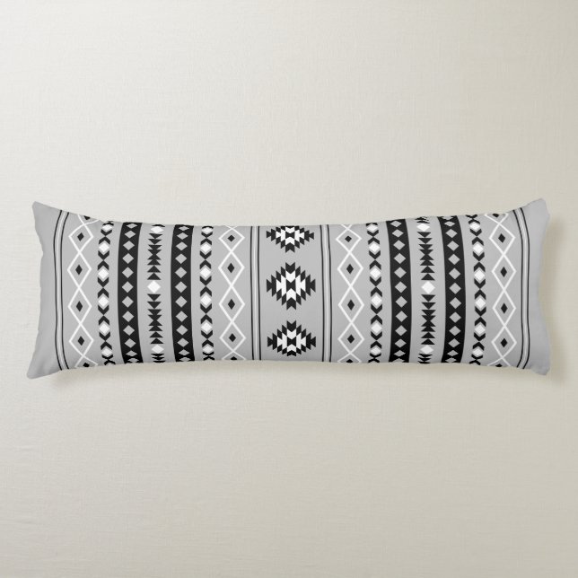 Aztec Black White Grått Mixed Motifs V Mönster Kroppskudde (Framsidan)