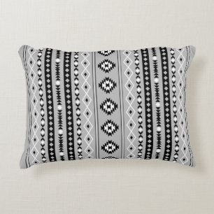 Aztec Black White Grått Mixed Motifs V Mönster Prydnadskudde
