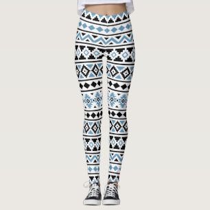 Aztec blått för extraktmönster II svärtar vit Leggings