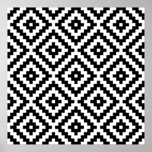 Aztec-blocksymbol Big Ptn Black & White I Poster