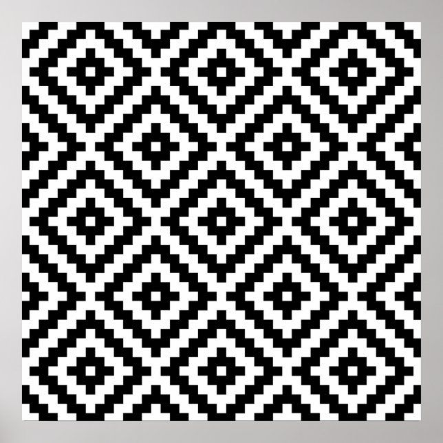 Aztec-blocksymbol Big Ptn Black & White I Poster (Framsidan)