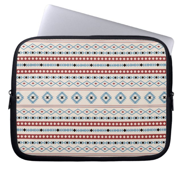 Aztec Blue Red Black Cream Mixed Motifs Mönster Laptop Fodral (Framsidan)