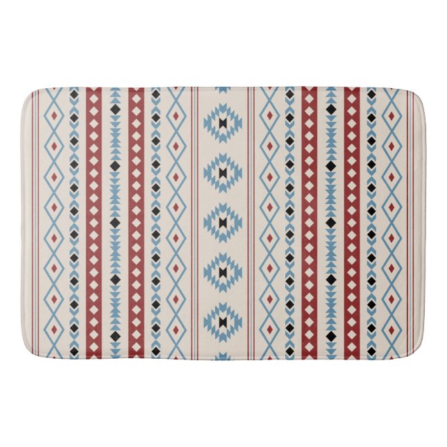 Aztec Blue Red Black Cream Mixed Motifs V Mönster Badrumsmatta (Framsidan)