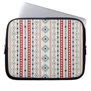 Aztec Blue Red Black Cream Mixed Motifs V Mönster Laptop Fodral