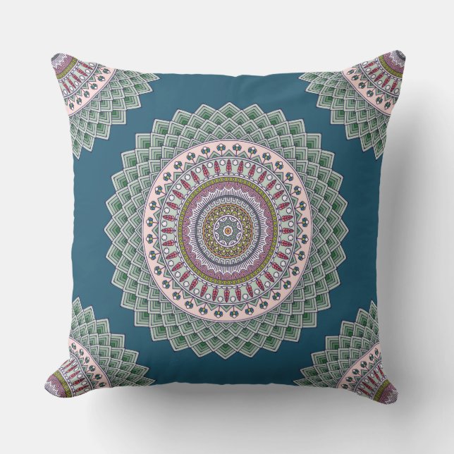 Aztec Blue Reversible Decorative Pillow Kudde (Framsida)