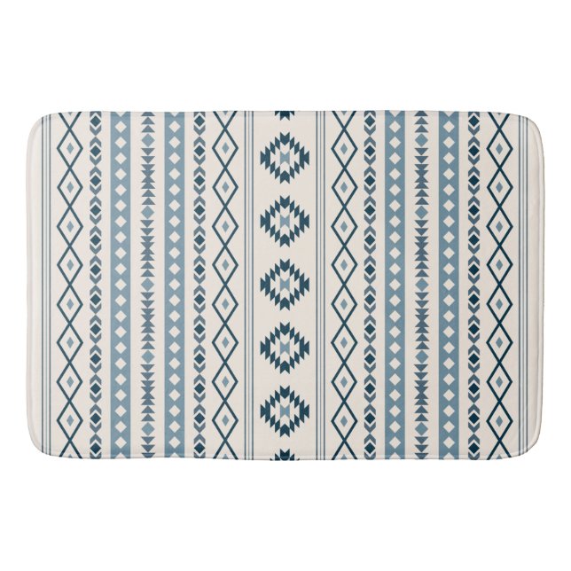 Aztec Blues Cream Mixed Motifs V Mönster Bath Mat Badrumsmatta (Framsidan)