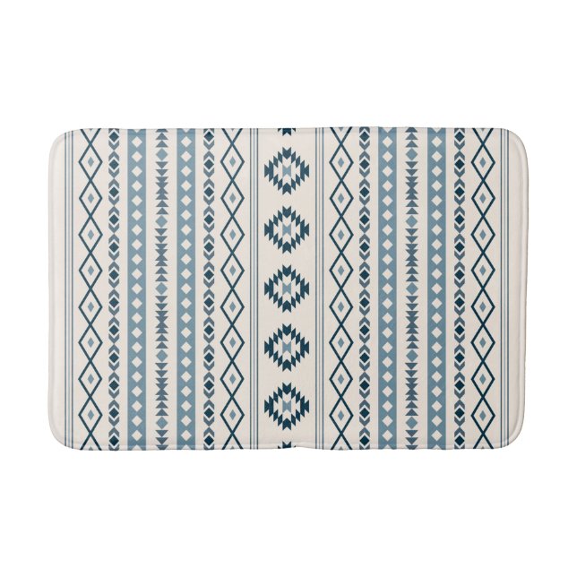 Aztec Blues Cream Mixed Motifs V Mönster Bath Mat Badrumsmatta (Framsidan)