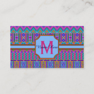 Aztec Bright Tribal Monogram Business eller Person Visitkort