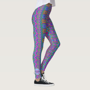 Aztec Bright Tribal Monogram (tillval) Girlig Chic Leggings
