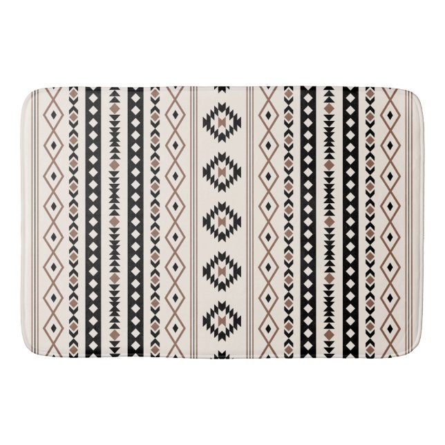 Aztec Brown Black Cream Mixed Motifs Mönster Beach Badrumsmatta (Framsidan)