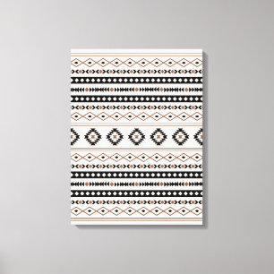 Aztec Brown Black Cream Mixed Motifs Mönster Canv Canvastryck